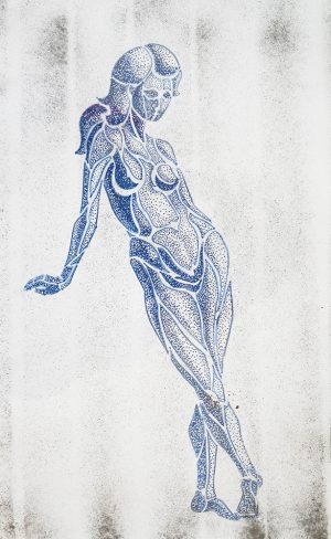 Blue Nud, ink on paper, 30-42cm